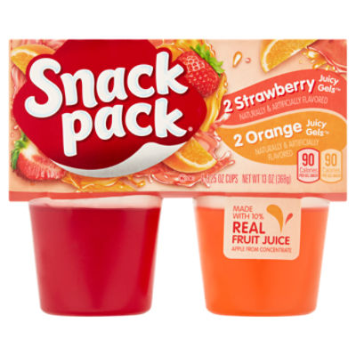 Snack Pack Strawberry and Orange Juicy Gels, 3.25 oz, 4 count