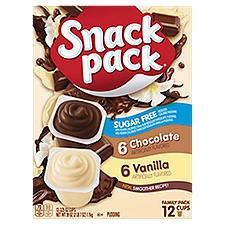 Snack Pack Sugar Free Chocolate and Vanilla Pudding Family Pack, 3.25 oz, 12 count, 39 Ounce
