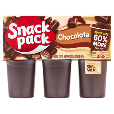 Snack Pack Chocolate Pudding Super Size, 5.5 oz, 6 count