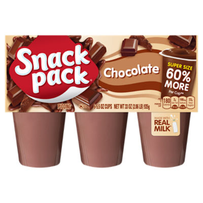 Snack Pack Chocolate Pudding Super Size, 5.5 oz, 6 count