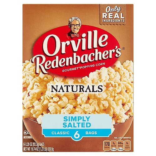 Orville Redenbacher's Naturals Simply Salted Microwave Gourmet Popping Corn, 3.29 oz, 6 count