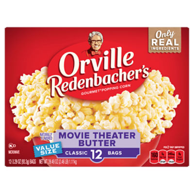 Orville Redenbacher's Classic Movie Theater Butter Microwave Popcorn Value Size, 3.29 oz, 12 count