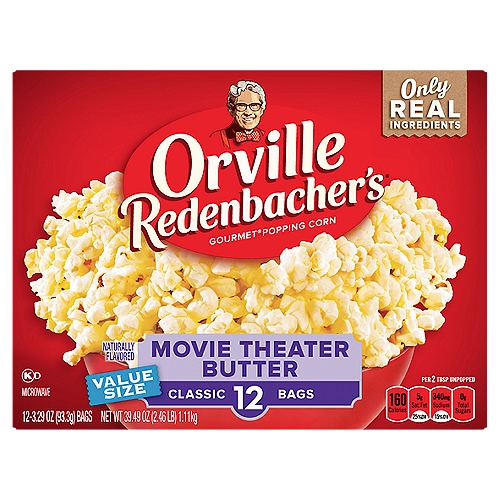 Orville Redenbacher's Classic Movie Theater Butter Microwave Popcorn Value Size, 3.29 oz, 12 count