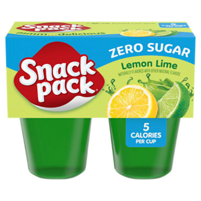 Snack Pack Zero Sugar Lemon Lime Low Calorie Juicy Gels, 3.25 oz, 4 count