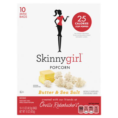 Skinnygirl Butter & Sea Salt Microwave Popcorn, 42.5 g, 10 count