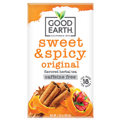 Good Earth Original Sweet & Spicy Flavored Herbal Tea Bags, 18 count, 1.43 oz