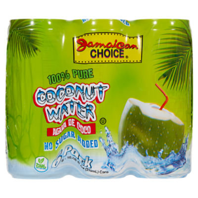 Jamaican Choice 100% Pure Coconut Water, 10.48 fl oz, 6 count