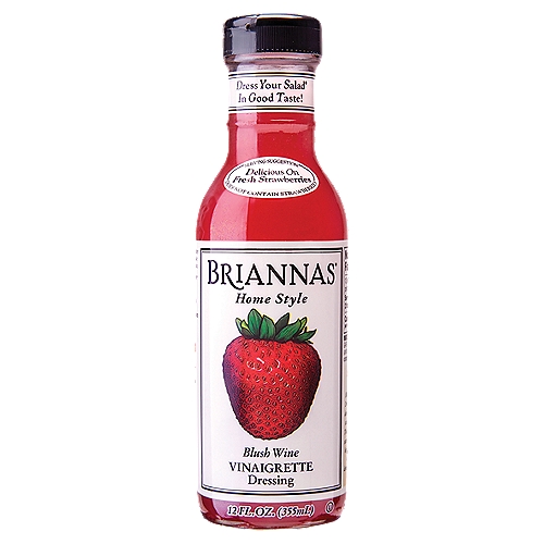 Briannas Home Style Blush Wine Vinaigrette Dressing, 12 fl oz
You know it on sight. That luscious, ripe red strawberry leaps right off the label. The soft pink tint behind the glass hints at delectable childhood indulgences. And that's just the outside of the bottle! The real treat is that inside the bottle is a delicious one-of-a-kind taste sensation that's become the best-loved red vinegar dressing on the market: our Blush Wine Vinaigrette Dressing.