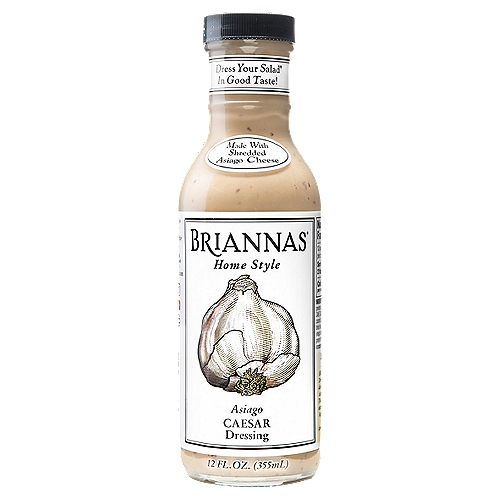 Briannas Home Style Asiago Caesar Dressing, 12 fl oz
All hail Caesar! Our Asiago Caesar is one great salad dressing. This is a Caesar-lover's Caesar, expertly crafted with only premium ingredients. We take a very special and very flavorful balsamic vinegar, and introduce it to some of the richest, most robust Asiago cheese. You'll find that our Asiago Caesar Salad Dressing is so delicious, it makes lettuce and other salad stuff optional.