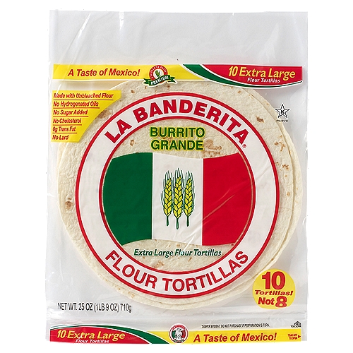 La Banderita Burrito Grande Extra Large Flour Tortillas, 10 count, 25 oz