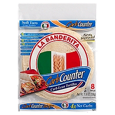 La Banderita Carb Counter Carb Lean Tortillas Soft Taco Flour Tortillas, 8 count, 11.9 oz