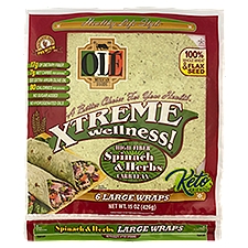 Olé Mexican Foods Xtreme Wellness! Carb Lean Spinach & Herbs Large Wraps, 6 counts, 15 oz