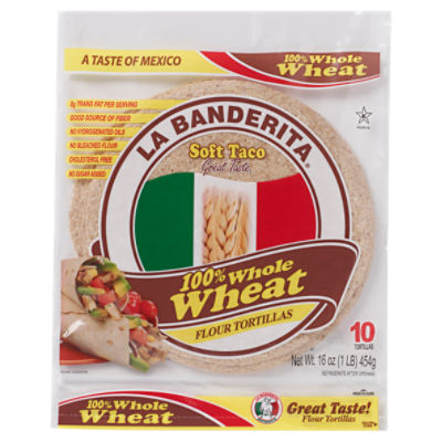 La Banderita 100% Whole Wheat Flour Tortillas, 10 count, 16 oz, 16 Ounce