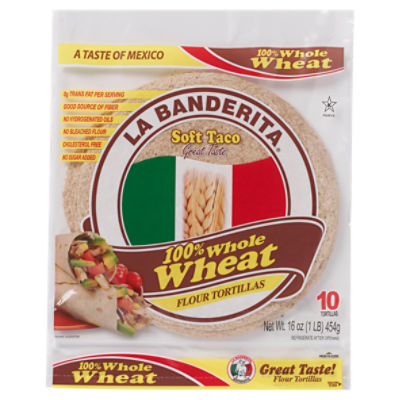 La Banderita 100 Whole Wheat Flour Tortillas, 10 count, 16 oz Fairway
