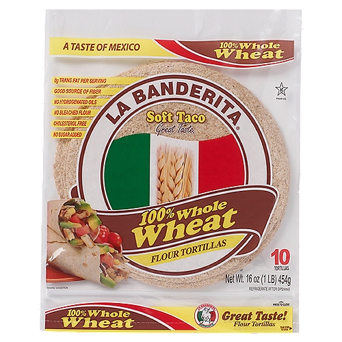 La Banderita 100% Whole Wheat Flour Tortillas, 10 count, 16 oz