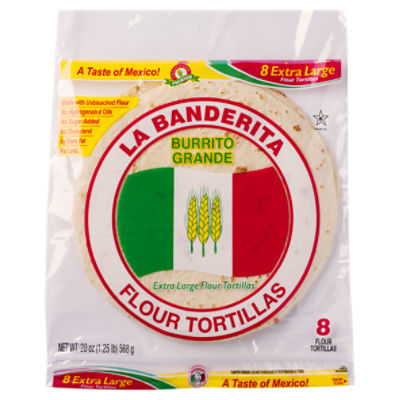 La Banderita Extra Large Flour Tortillas, 8 count, 20 oz