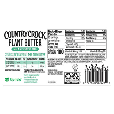 Country Crock Plant Butter with Avocado Oil, 4 count 16 oz