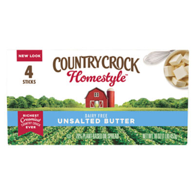 Country Crock Unsalted Plant Butter Oil Spread, 4 count, 16 oz, 16 Ounce