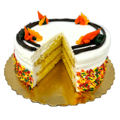 8in Yellow Cake - Floral Wreath