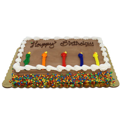 1/4 sheet cake - Candles, chocolate cake, chocolate icing