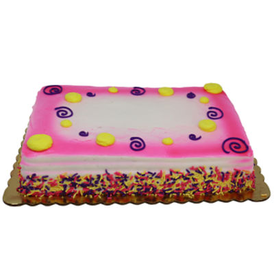 1/4 Sheet Cake - Swirls, Strawberry Filling, Yellow Cake