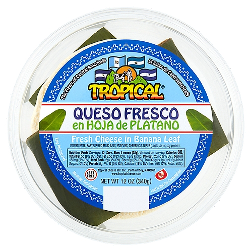 Tropical Fresh Cheese in Banana Leaf, 12 oz
The Flavor of Central America®