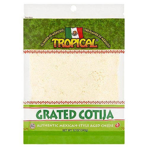 Tropical Grated Cotija Cheese, 12 oz
Authentic Mexican-Style Aged Cheese

The Flavor of Mexico®