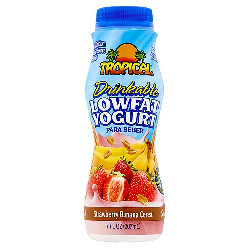 Tropical Strawberry Banana Cereal Drinkable Lowfat Yogurt, 7 fl oz