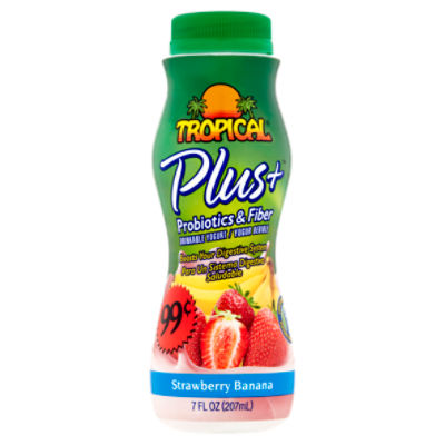 Tropical Plus+ Probiotics & Fiber Strawberry Banana Drinkable Yogurt, 7 fl oz