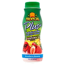 Tropical Plus+ Probiotics & Fiber Strawberry Banana Drinkable Yogurt, 7 fl oz