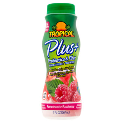 Tropical Plus+ Probiotics & Fiber Pomegranate Raspberry Drinkable Yogurt, 7 fl oz