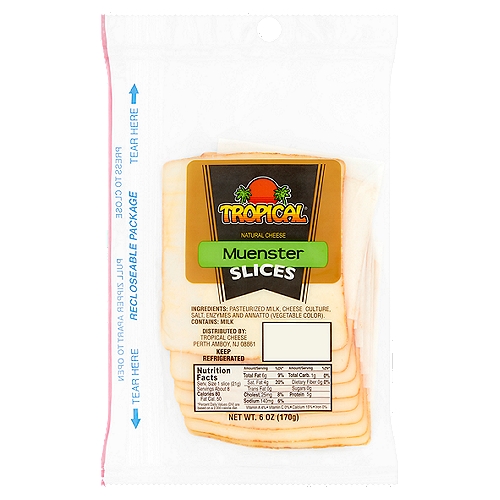 Tropical Muenster Slices Natural Cheese, 6 oz