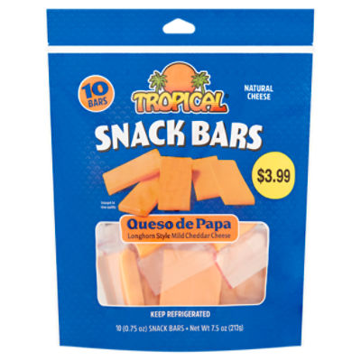 Tropical Longhorn Style Mild Cheddar Cheese Snack Bars, 0.75 oz, 10 count