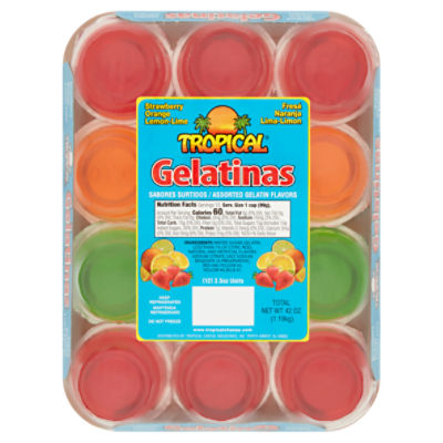 Tropical Assorted Gelatin Flavors, 3.5 oz, 12 count