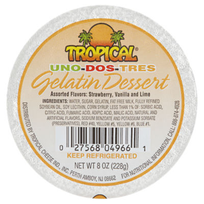 Tropical Uno Dos Tres Gelatin Dessert 8 Oz 