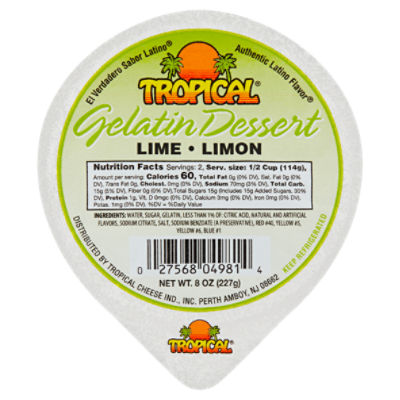 Tropical Lime Gelatin Dessert, 8 oz