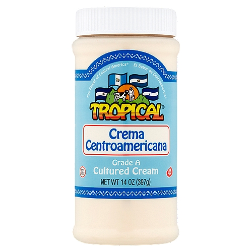 Tropical Central American Cultured Cream, 14 oz
The Flavor of Central America®

A traditional Central American sour cream used as a topping for pupusas, tostadas and tamales. Also used in sauces, soups, salads and pasta dishes.

rBST Free
No significant difference has been shown between milk from cows treated and those not treated with rBST.