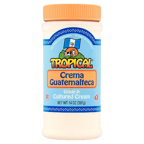 Tropical Crema Guatemalteca Cultured Cream, 14 oz
The Flavor of Guatemala®

A traditional Honduran sour cream used as a topping for pupusas, tostadas and tamales. Also used in sauces, soups, salads and pasta dishes.

No significant difference has been shown between milk from cows treated and those not treated with rBST.