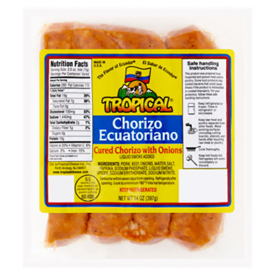 Tropical Chorizo Ecuatoriano Cured Chorizo with Onions, 4 count, 14 oz
