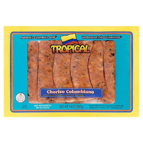 Tropical Chorizo Colombiano Cured Pork Sausage, 14 oz
Authentic Colombian Style®