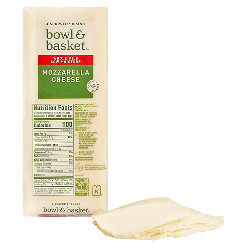 Bowl & Basket Whole Milk, Low Moisture Mozzarella Cheese