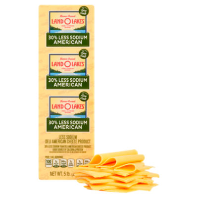 Land O Lakes 30% Less Sodium Yellow American Cheese, 1 Pound