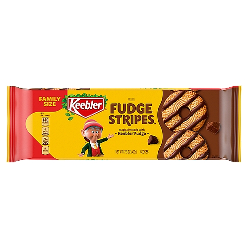 Keebler Original Fudge Stripes Cookies Family Size, 17.3 oz