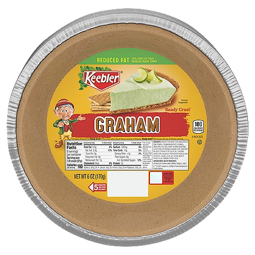Keebler Ready Crust 9 Inch Size Graham Pie Crust, 6 oz
Compare Reduced Fat Ready Crust® Pie Crust with 3.5g of fat per serving to Regular Ready Crust® Pie Crust with 5g of fat per serving.