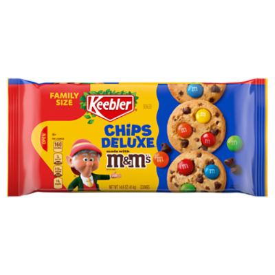 Keebler Chips Deluxe Milk Chocolate M&M's Chocolate Candies Cookies Family Size, 14.6 oz