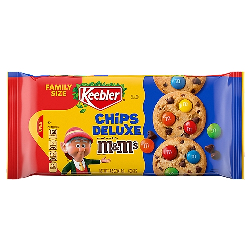 Keebler Chips Deluxe Milk Chocolate M&M's Chocolate Candies Cookies Family Size, 14.6 oz