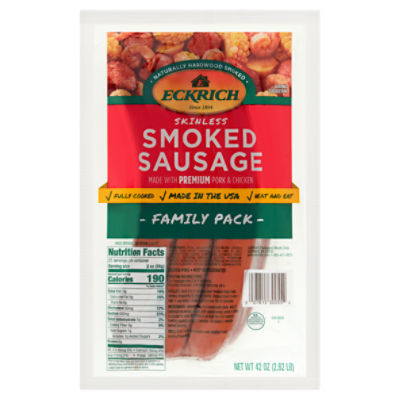 Eckrich Skinless Smoked Sausage Family Pack, 42 oz