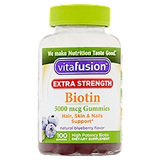 Vitafusion Extra Strength Biotin Natural Blueberry Flavor 5000 mcg, Gummies, 100 Each