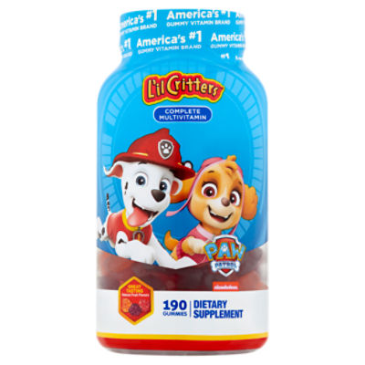L'il Critters Paw Patrol Natural Fruit Flavors Complete Multivitamin Gummies, 190 count