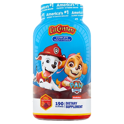 L'il Critters Paw Patrol Natural Fruit Flavors Complete Multivitamin Gummies, 190 count